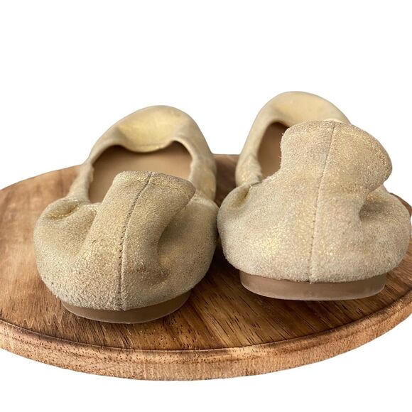 J.Crew Womens Size 7 Ballet Flats Gold Glitter Basic Casual Scrunch Slip On - Picture 4 of 12